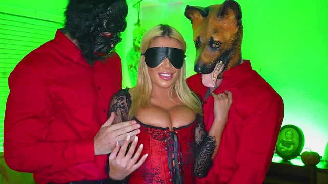 Blonde Vivianne Moans Loudly During Rough MMF Threesome BDSM Experience