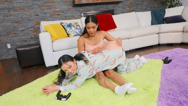 Lovely Lulu & Maya Share Cock in Passionate FFM Threesome On Bed