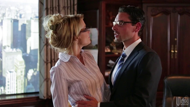 Office Blonde in Lingerie Gets Pounded Doggy Style by Boss