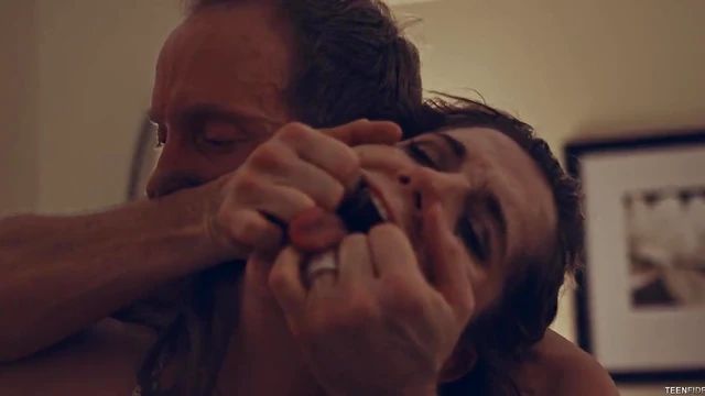 Passionate Brunette Gets Fingers Down Throat Before Steamy Sex Act