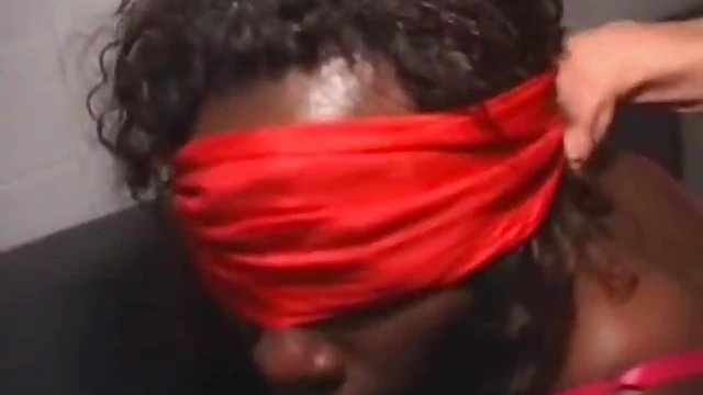 Blindfolded Black Beauty Fucked Hard By White Guys Who Cum On Her