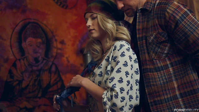 Hippie Chick in Red Lace Panties Craves Big Cock Passionately